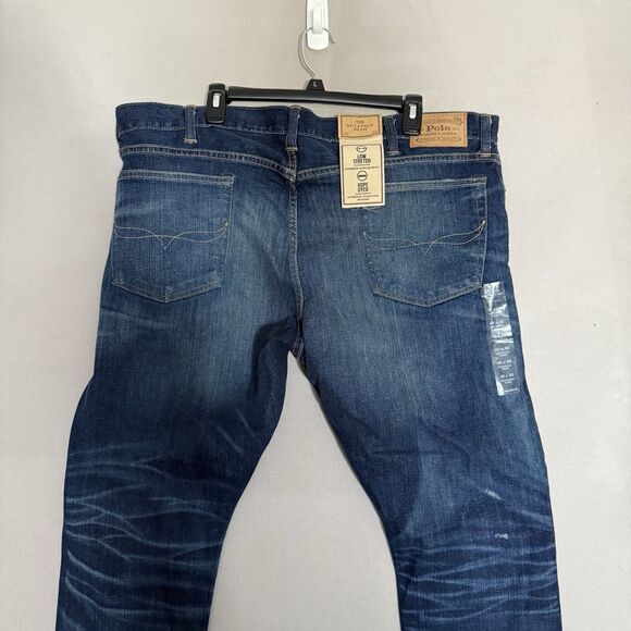 Polo Ralph Lauren Sullivan Slim Paint Splatter Jeans 42x32 Distressed Blue Mens - Picture 10 of 12